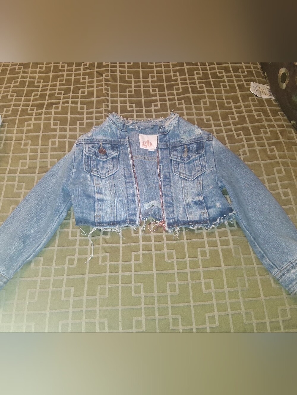 Gianni Bini Light Blue Cropped Distressed Denim Jacket